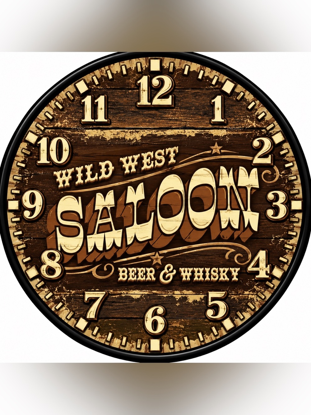 🔥BLOW OUT SALE🔥Vintage Wild West Saloon 9” Wall Clock Decor - Brown & Cream